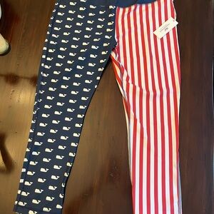 Vineyard Vines Red, white and blue Whale Leggings. NWT SZ Small